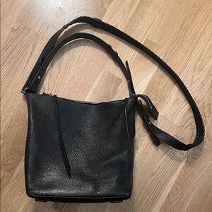 All Saints Black Pebbled Leather Shoulder Bag